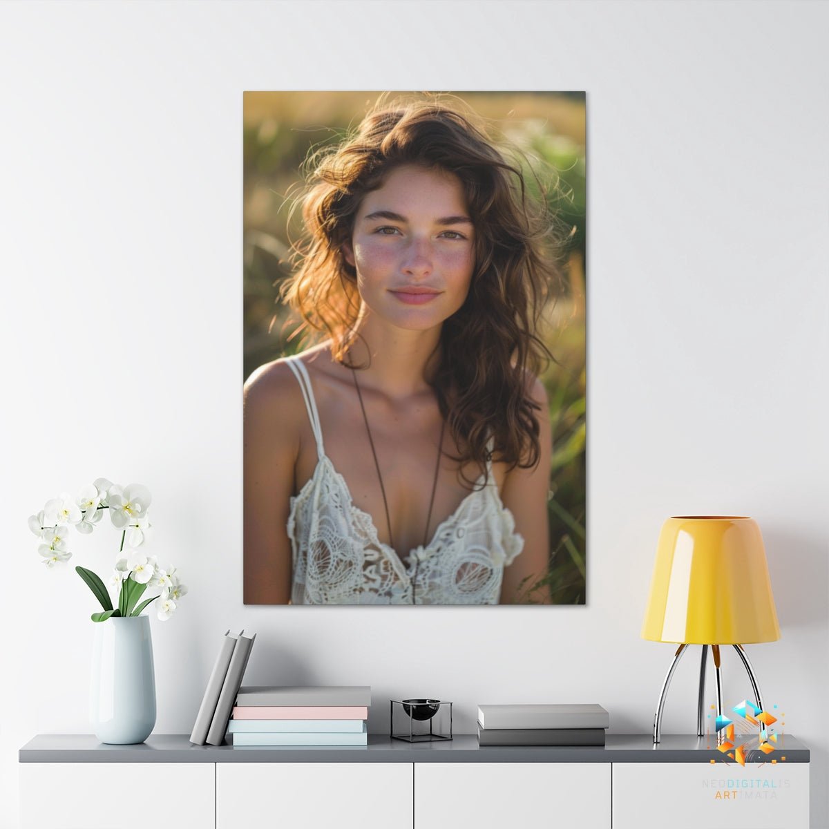 Golden Hour Grace - Original Meander Style Portrait Wall Art - NeoDIGITALis ARTimata