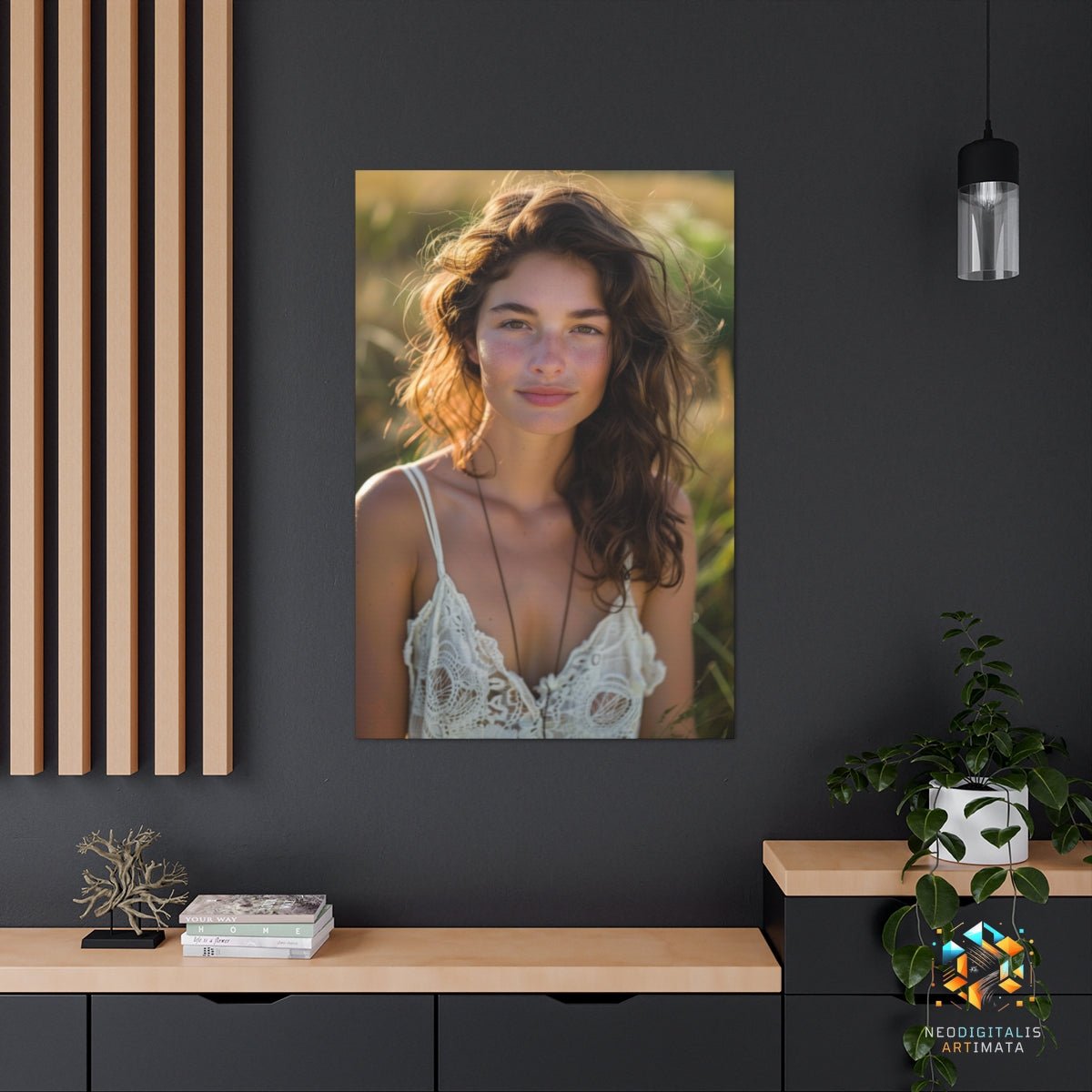 Golden Hour Grace - Original Meander Style Portrait Wall Art - NeoDIGITALis ARTimata