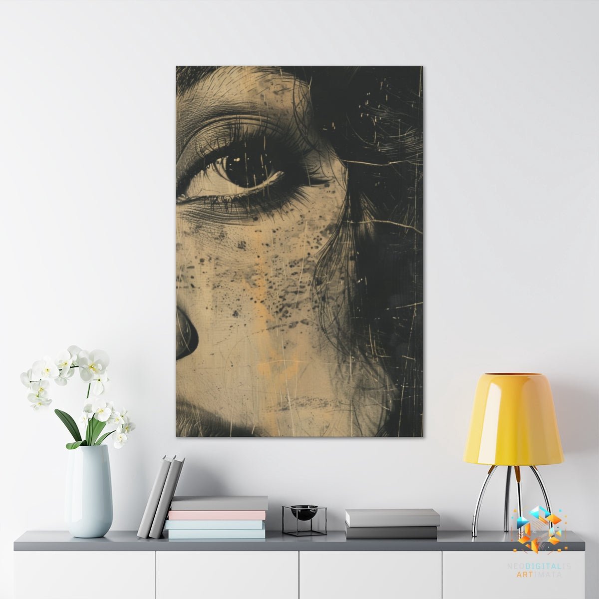 Golden Sepia Glimpse - Original Etching Style Portrait Wall Art - NeoDIGITALis ARTimata