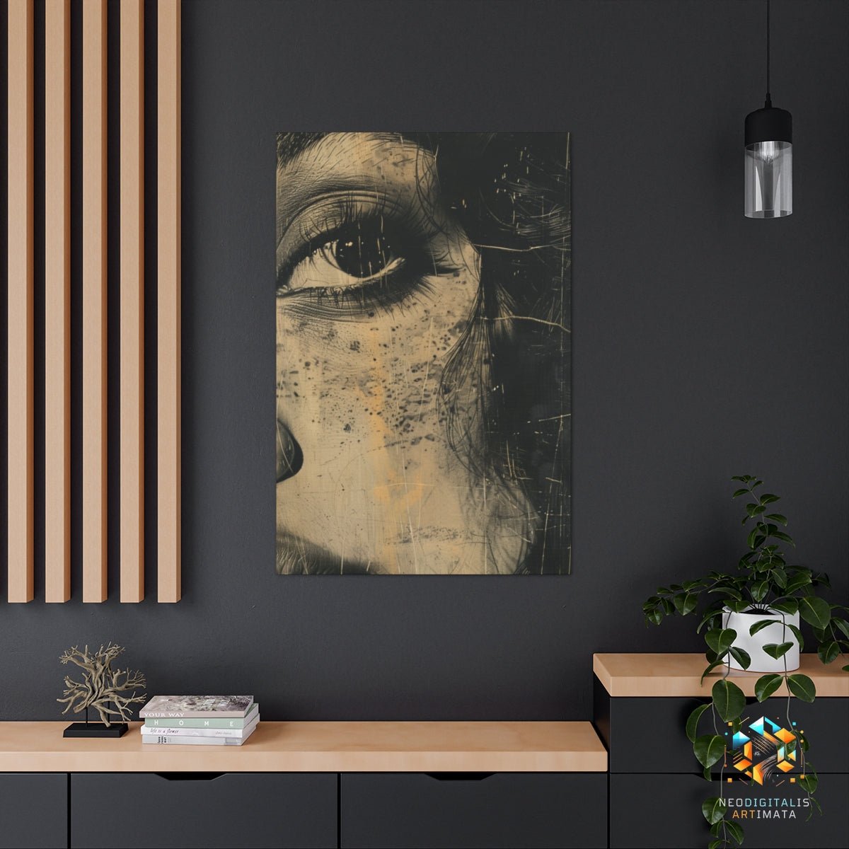 Golden Sepia Glimpse - Original Etching Style Portrait Wall Art - NeoDIGITALis ARTimata