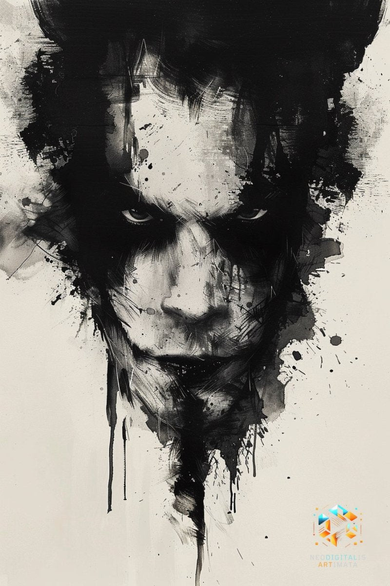 Ink Shadow Echoes - Original Rorschach Ink_blots Style Portrait Wall Art - NeoDIGITALis ARTimata