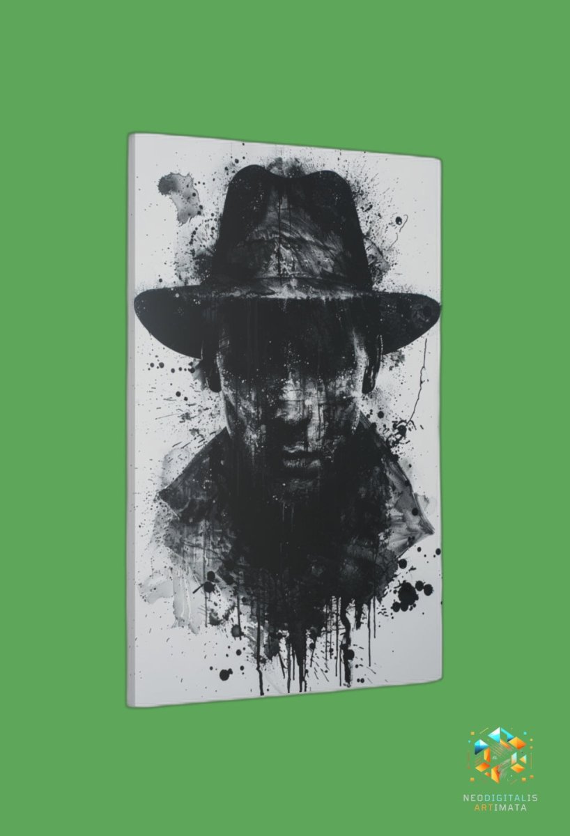 Ink Shadow Fedora - Original Rorschach Ink_blots Style Portrait Wall Art - NeoDIGITALis ARTimata