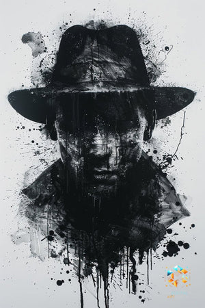 Ink Shadow Fedora - Original Rorschach Ink_blots Style Portrait Wall Art