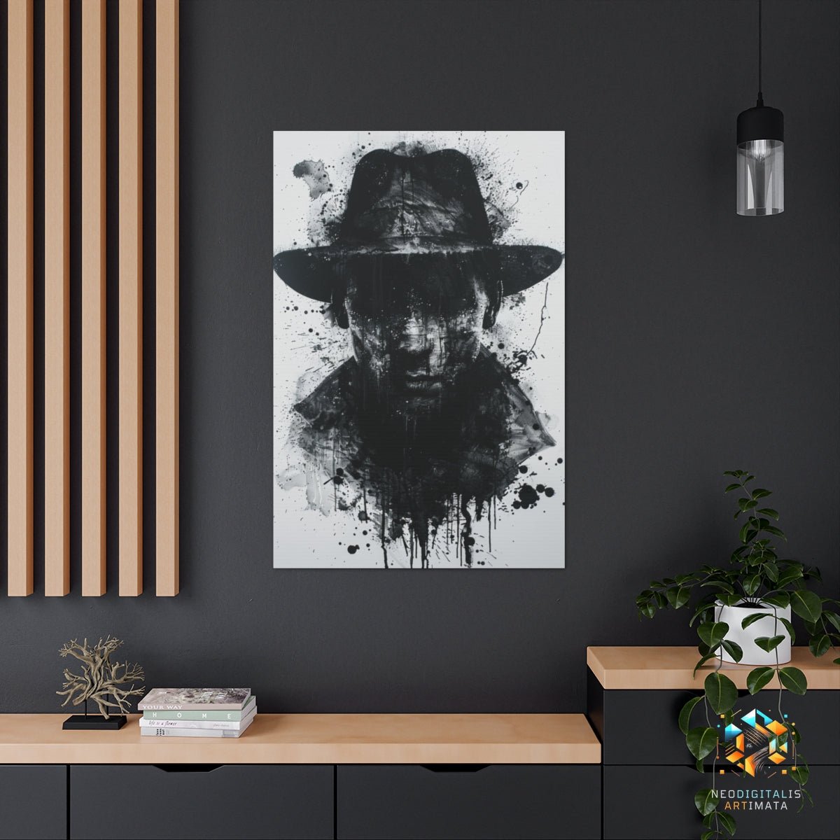 Ink Shadow Fedora - Original Rorschach Ink_blots Style Portrait Wall Art - NeoDIGITALis ARTimata