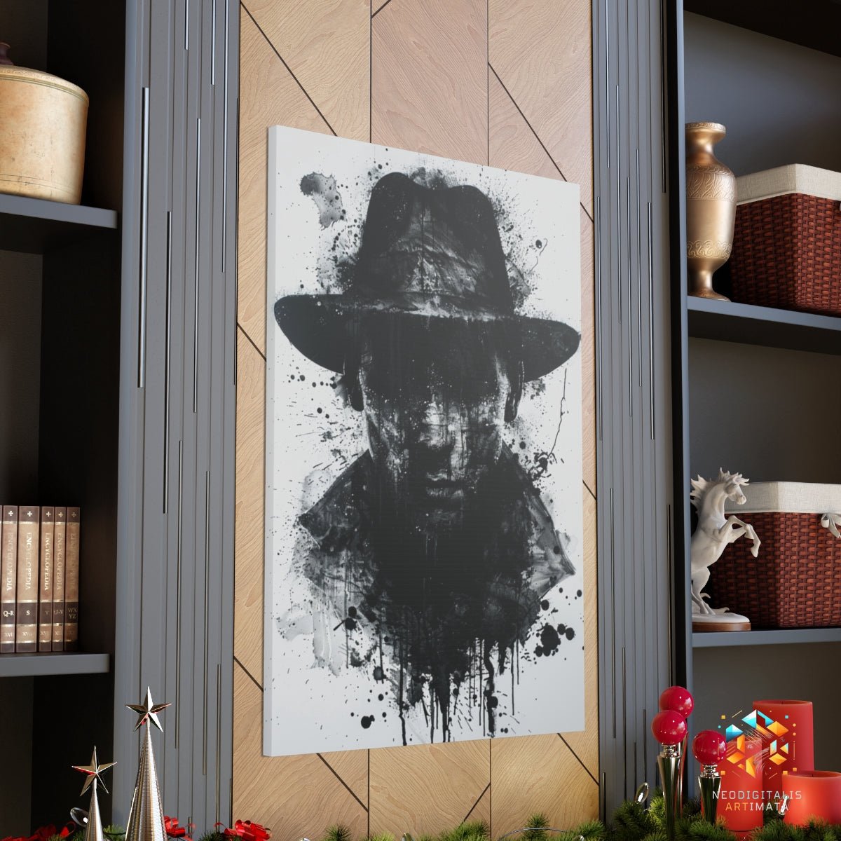 Ink Shadow Fedora - Original Rorschach Ink_blots Style Portrait Wall Art - NeoDIGITALis ARTimata