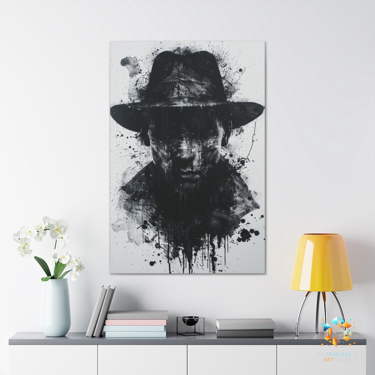 Ink Shadow Fedora - Original Rorschach Ink_blots Style Portrait Wall Art - NeoDIGITALis ARTimata