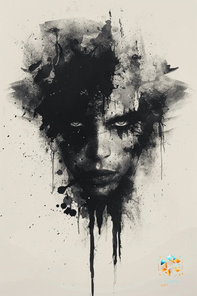 Ink Veiled Depths - Original Rorschach Ink_blots Style Portrait Wall Art - NeoDIGITALis ARTimata