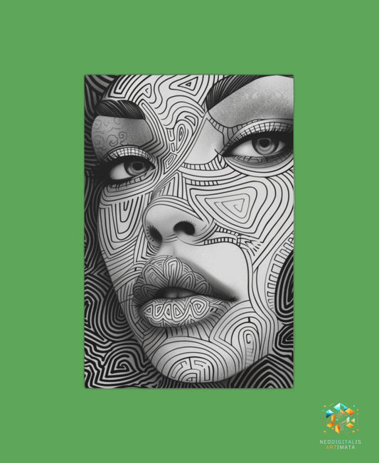 Intricate Gaze Illusion - Original Zentangle Style Portrait Wall Art - NeoDIGITALis ARTimata