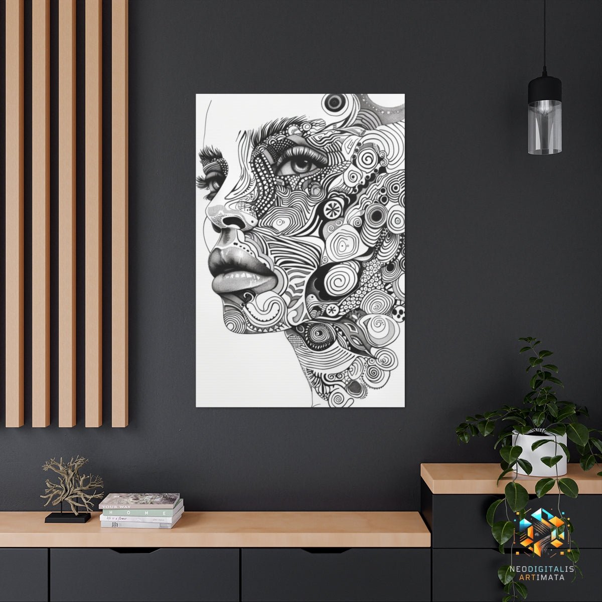 Intricate Visionary - Original Zentangle Style Portrait Wall Art - NeoDIGITALis ARTimata