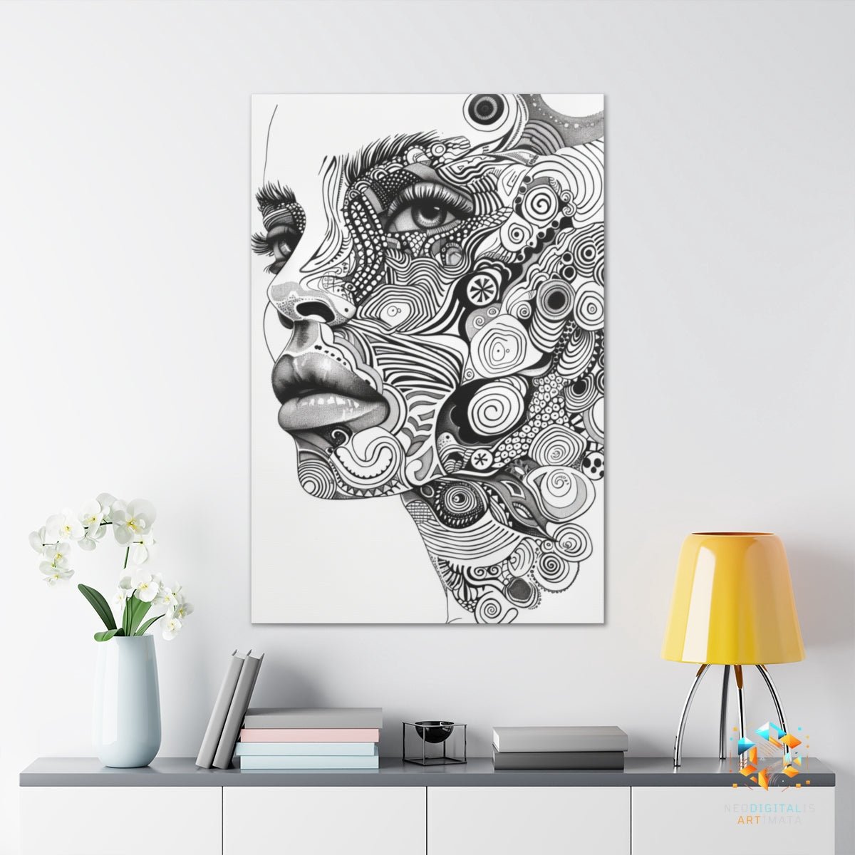 Intricate Visionary - Original Zentangle Style Portrait Wall Art - NeoDIGITALis ARTimata