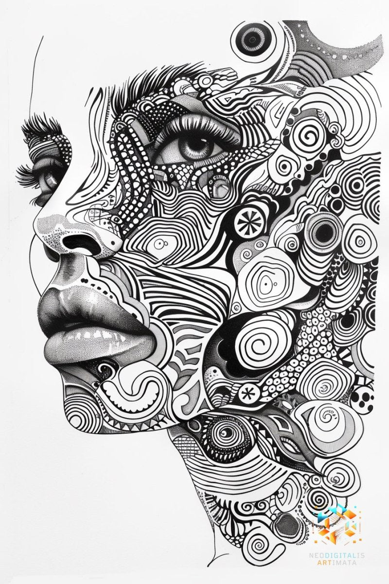 Intricate Visionary - Original Zentangle Style Portrait Wall Art - NeoDIGITALis ARTimata