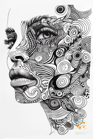 Intricate Visionary - Original Zentangle Style Portrait Wall Art