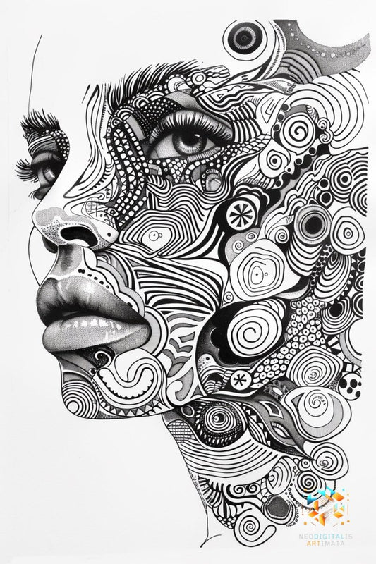 Intricate Visionary - Original Zentangle Style Portrait Wall Art - NeoDIGITALis ARTimata