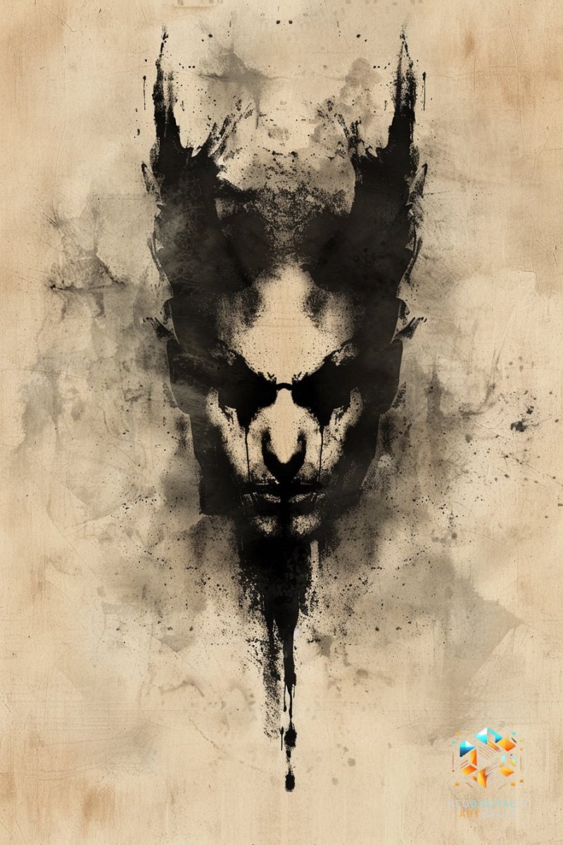 Intrigue Shadowplay - Original Rorschach Ink_blots Style Portrait Wall Art - NeoDIGITALis ARTimata