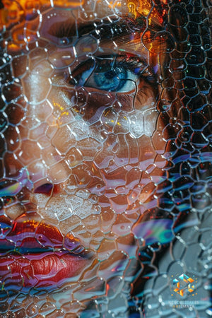 Iridescent Mosaic Portrait - Original Bubble Wrap Style Portrait Wall Art