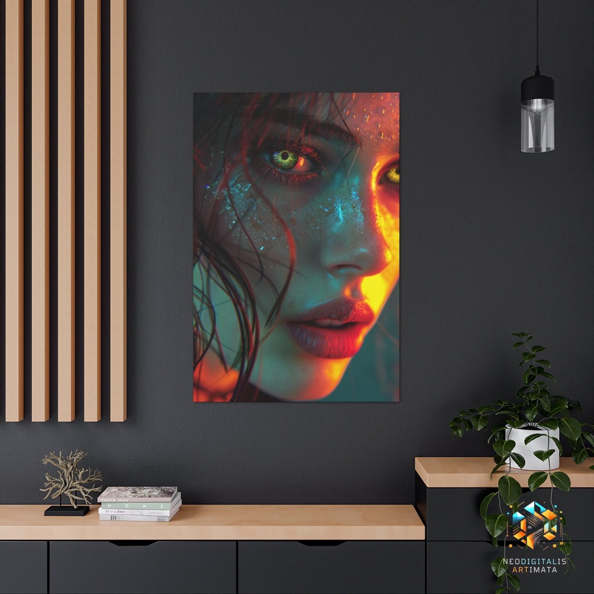 Luminous Gaze Depths - Original Vorticism Style Portrait Wall Art - NeoDIGITALis ARTimata