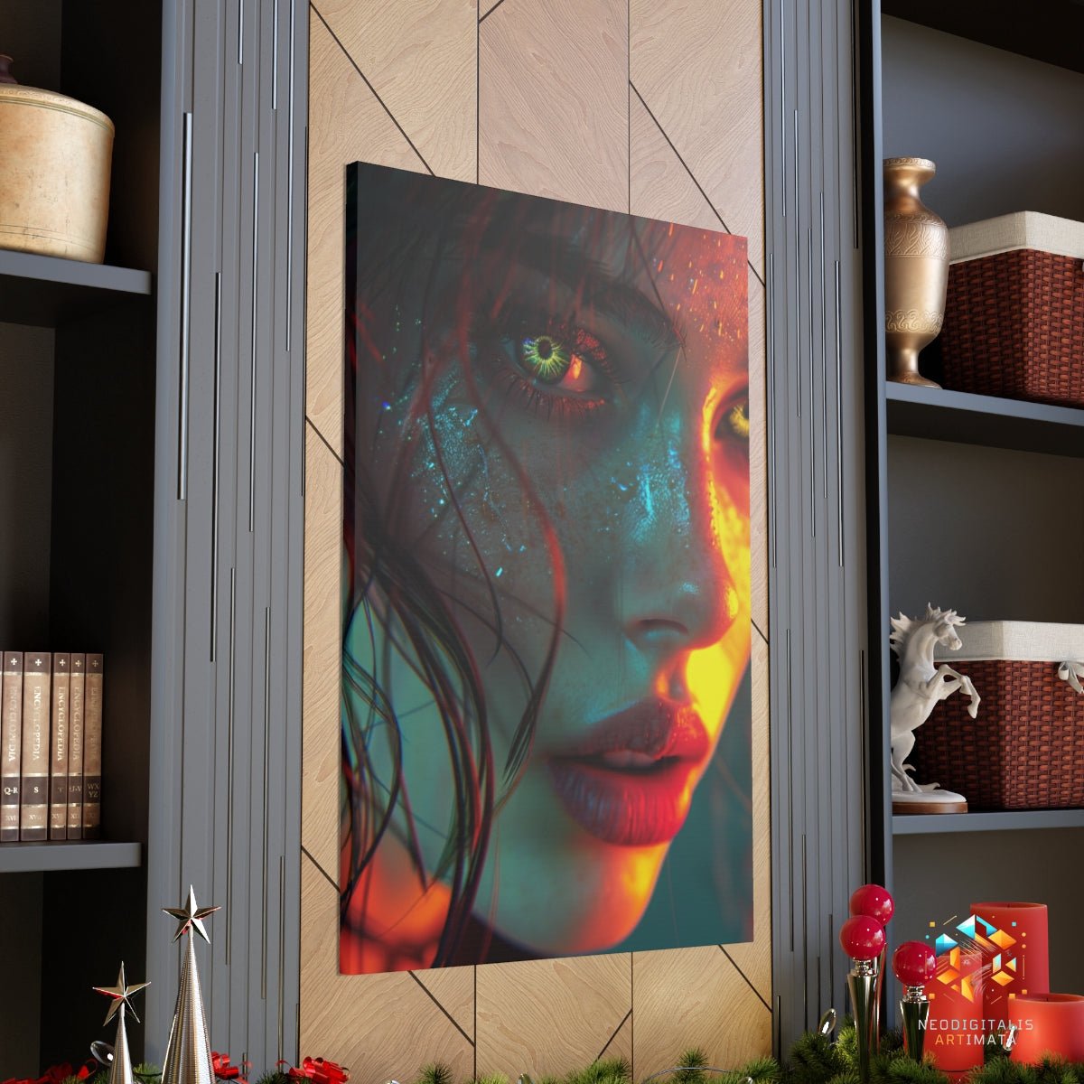 Luminous Gaze Depths - Original Vorticism Style Portrait Wall Art - NeoDIGITALis ARTimata