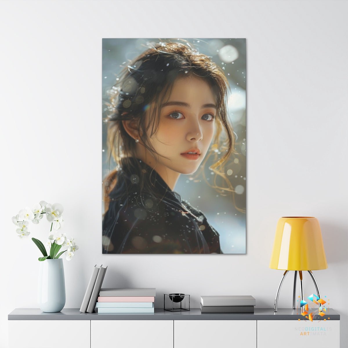 Luminous Winter Gaze - Original Neumorphism Style Portrait Wall Art - NeoDIGITALis ARTimata