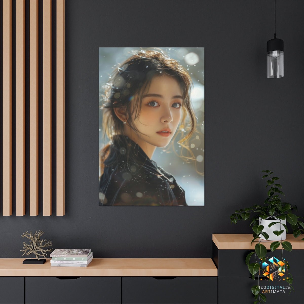 Luminous Winter Gaze - Original Neumorphism Style Portrait Wall Art - NeoDIGITALis ARTimata