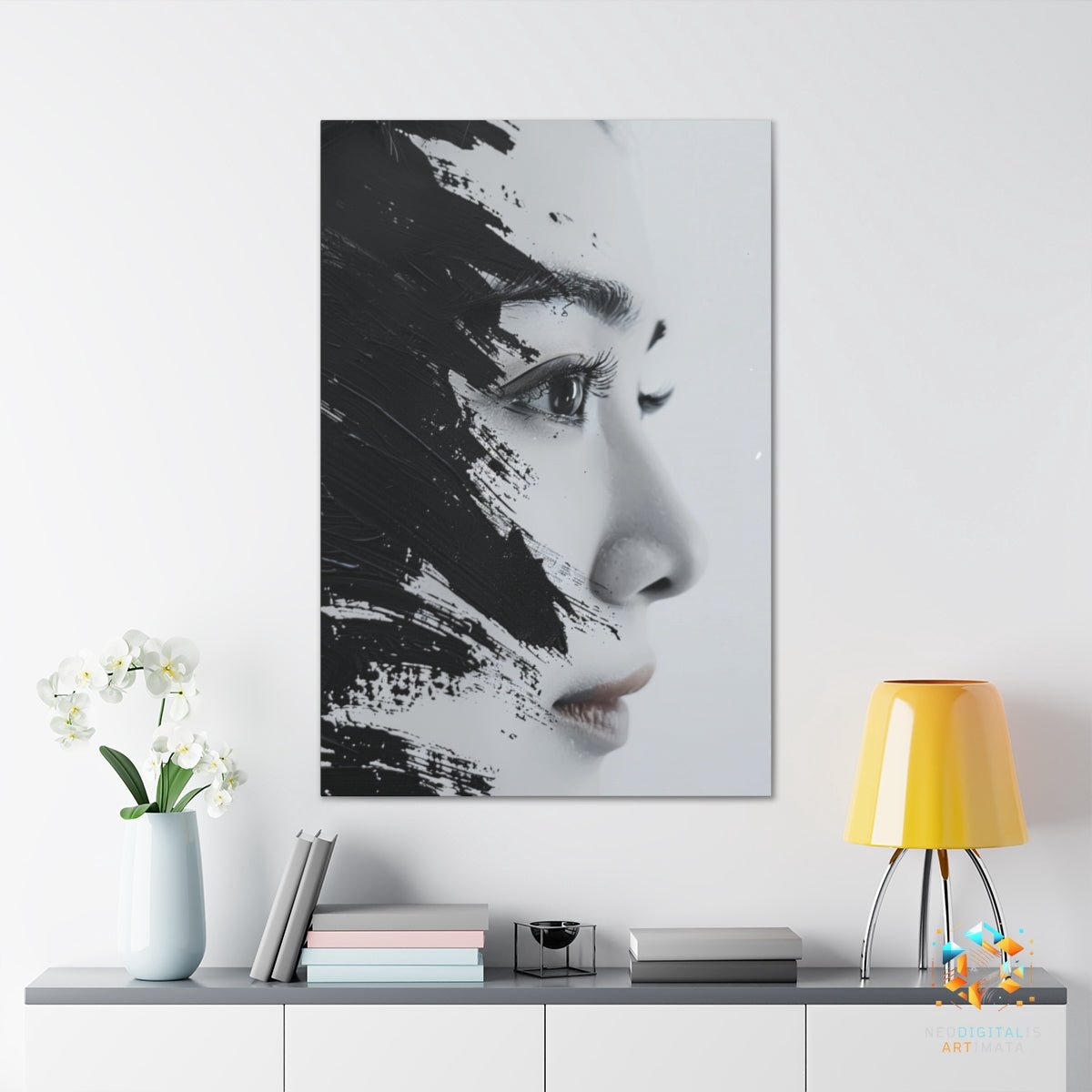 Monochrome Whispers - Original Calligraphy Style Portrait Wall Art - NeoDIGITALis ARTimata