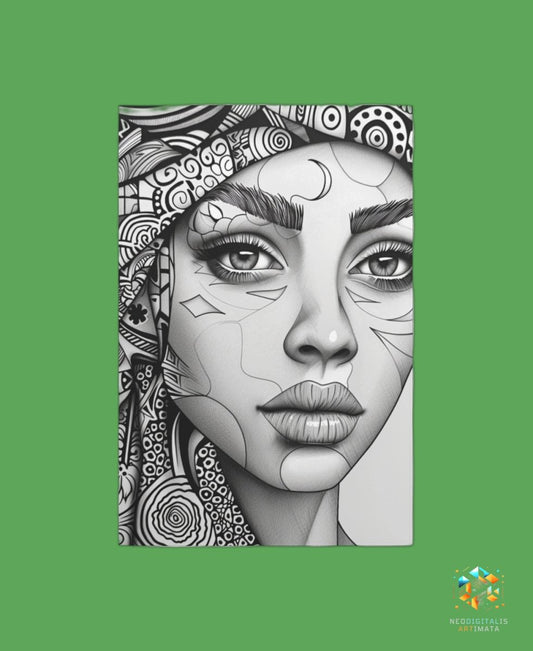 Moonlit Enigma Art - Original Zentangle Style Portrait Wall Art - NeoDIGITALis ARTimata