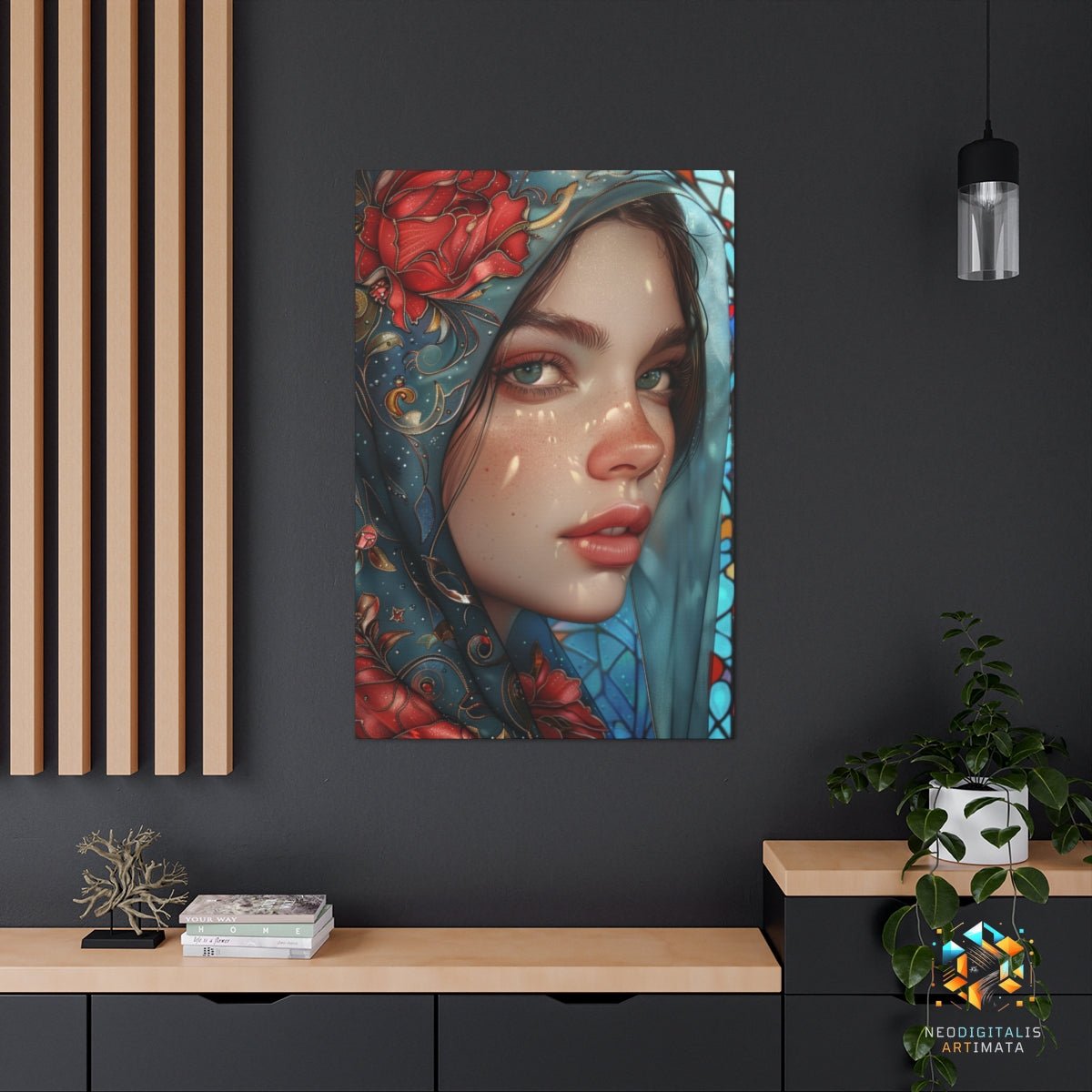 Mystic Floral Gaze - Original Arabesque Style Portrait Wall Art - NeoDIGITALis ARTimata