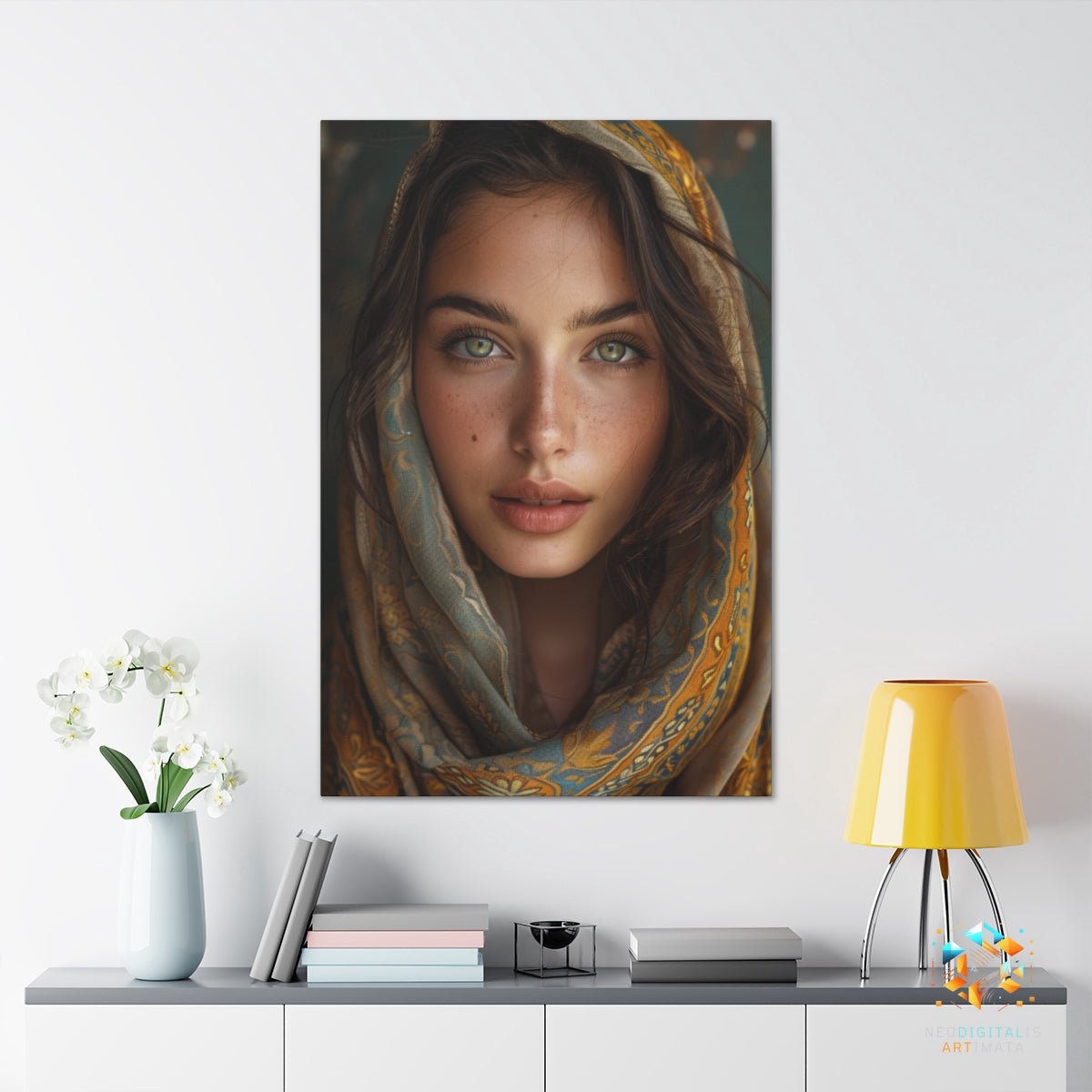 Mystic Gaze Tapestry - Original Arabesque Style Portrait Wall Art - NeoDIGITALis ARTimata