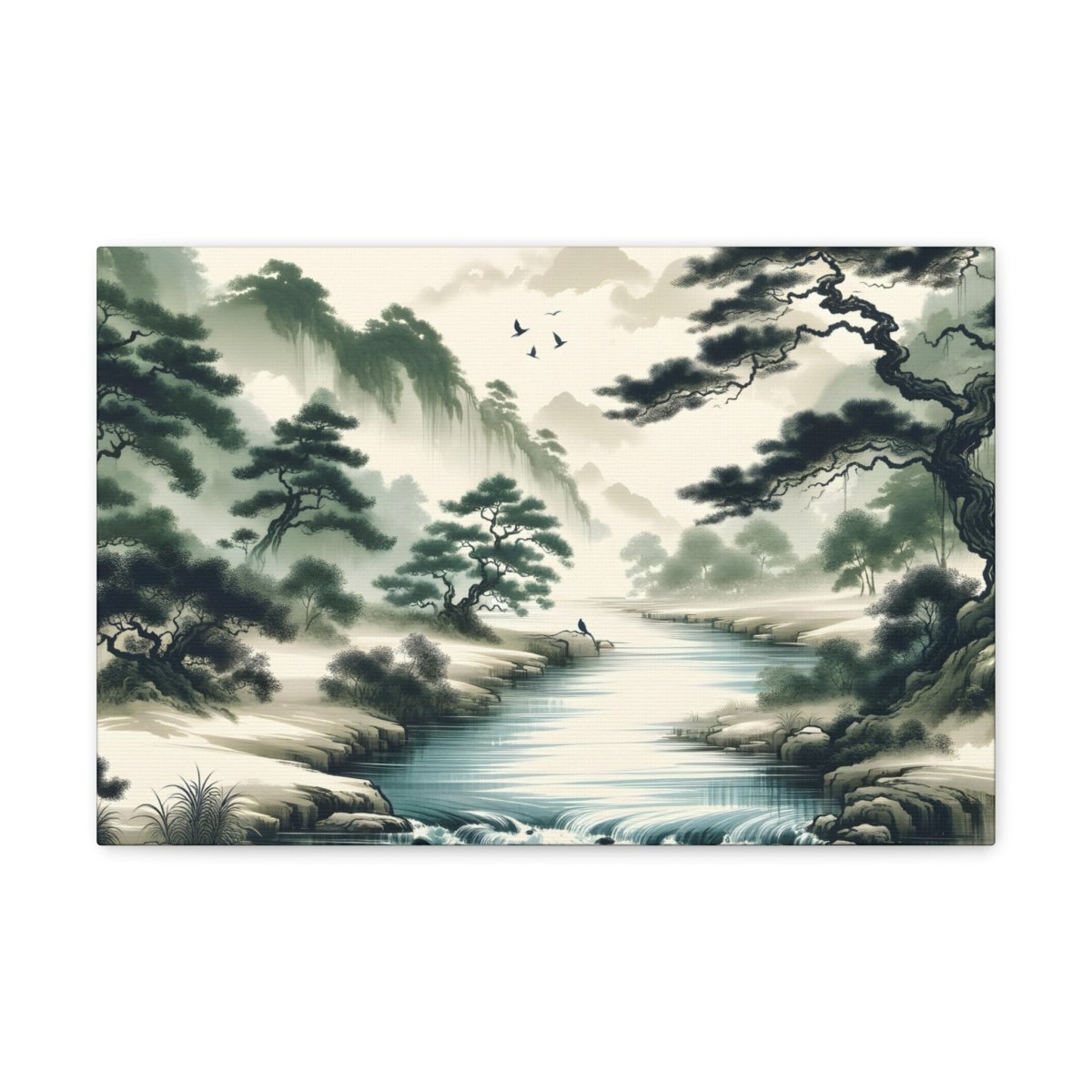 Mystic River Panorama - Chinese Brush Wall Art