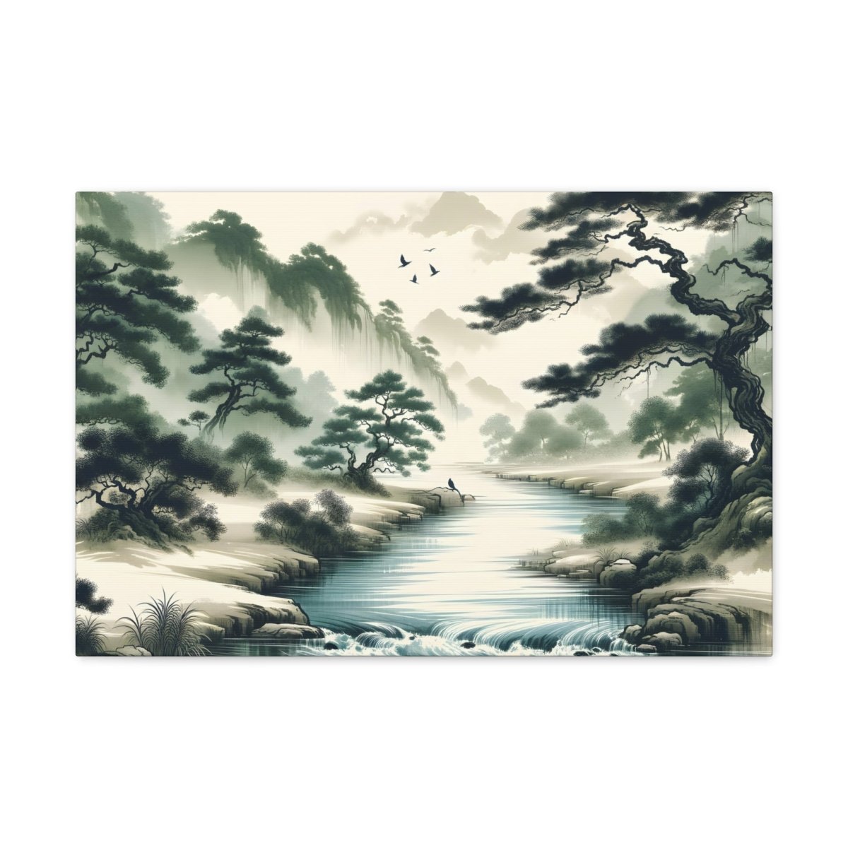 Mystic River Panorama - Chinese Brush Wall Art - NeoDIGITALis ARTimata