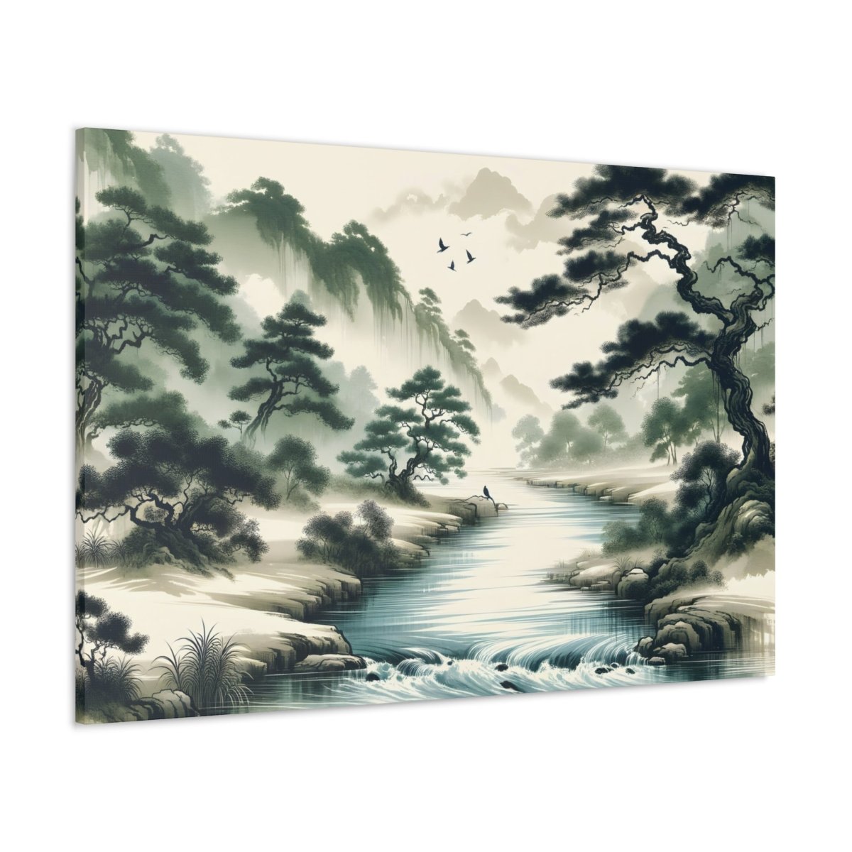 Mystic River Panorama - Chinese Brush Wall Art - NeoDIGITALis ARTimata