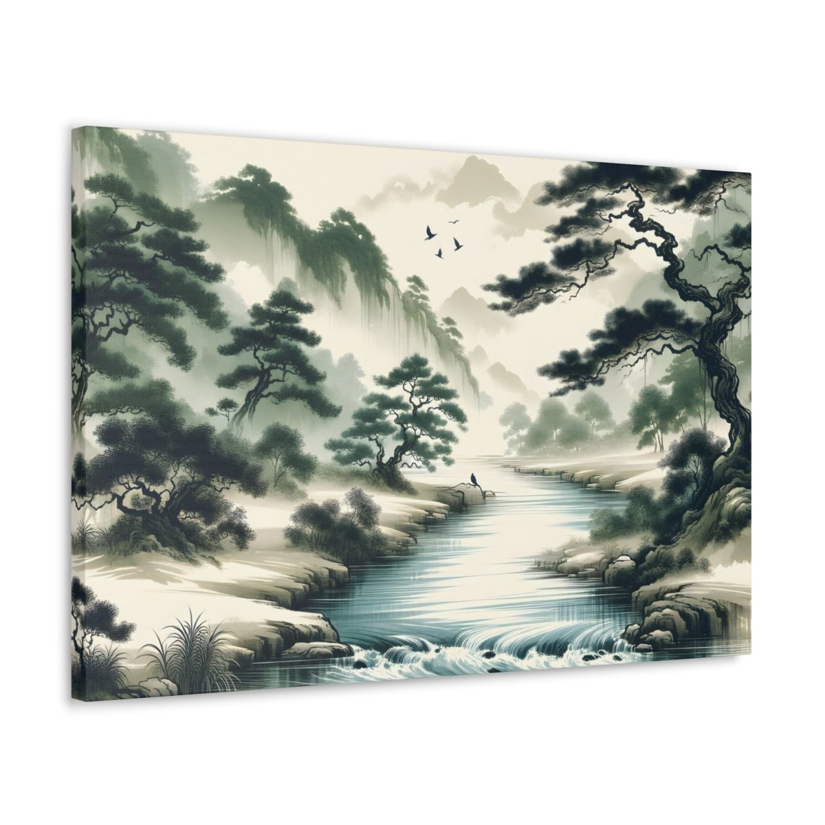 Mystic River Panorama - Chinese Brush Wall Art - NeoDIGITALis ARTimata