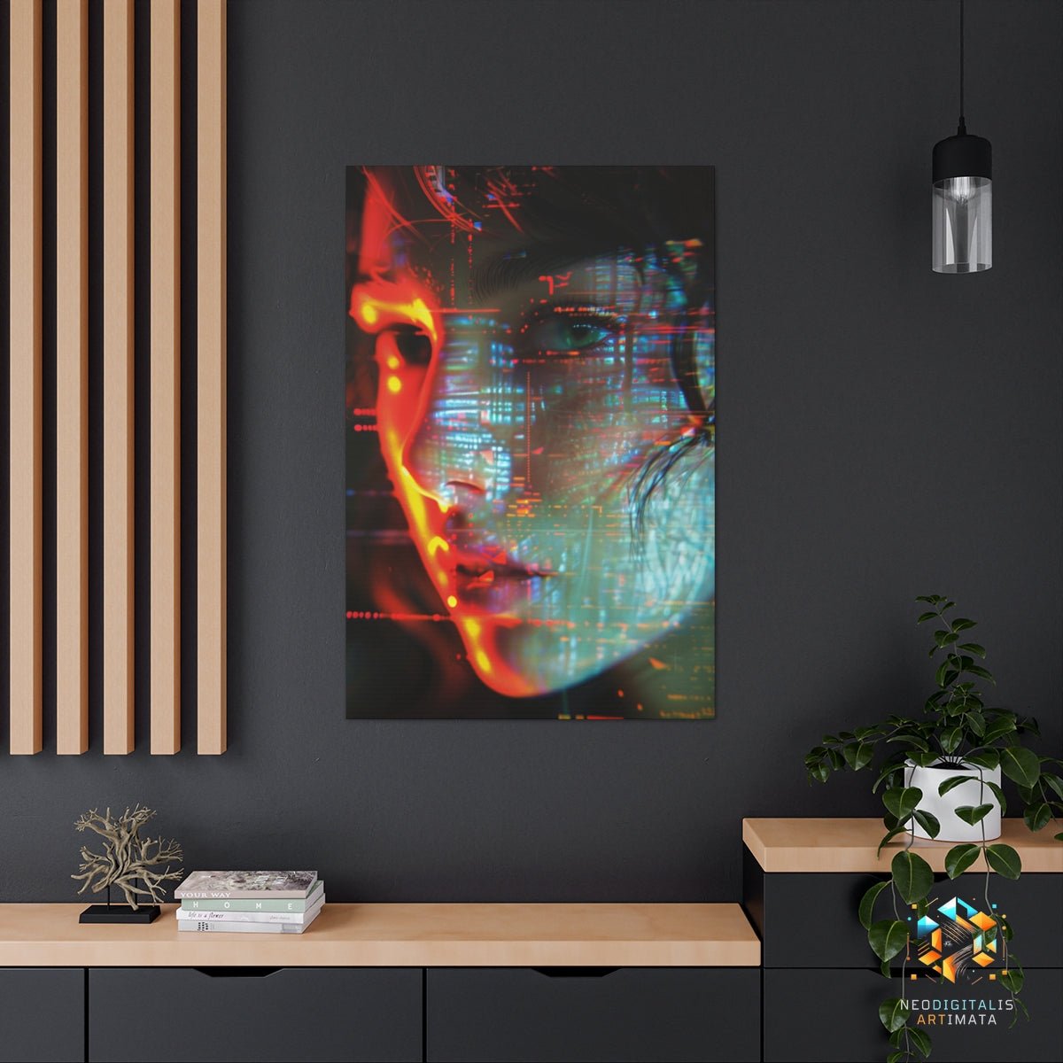 Neon Cipher Vision - Original Glitch Style Portrait Wall Art - NeoDIGITALis ARTimata