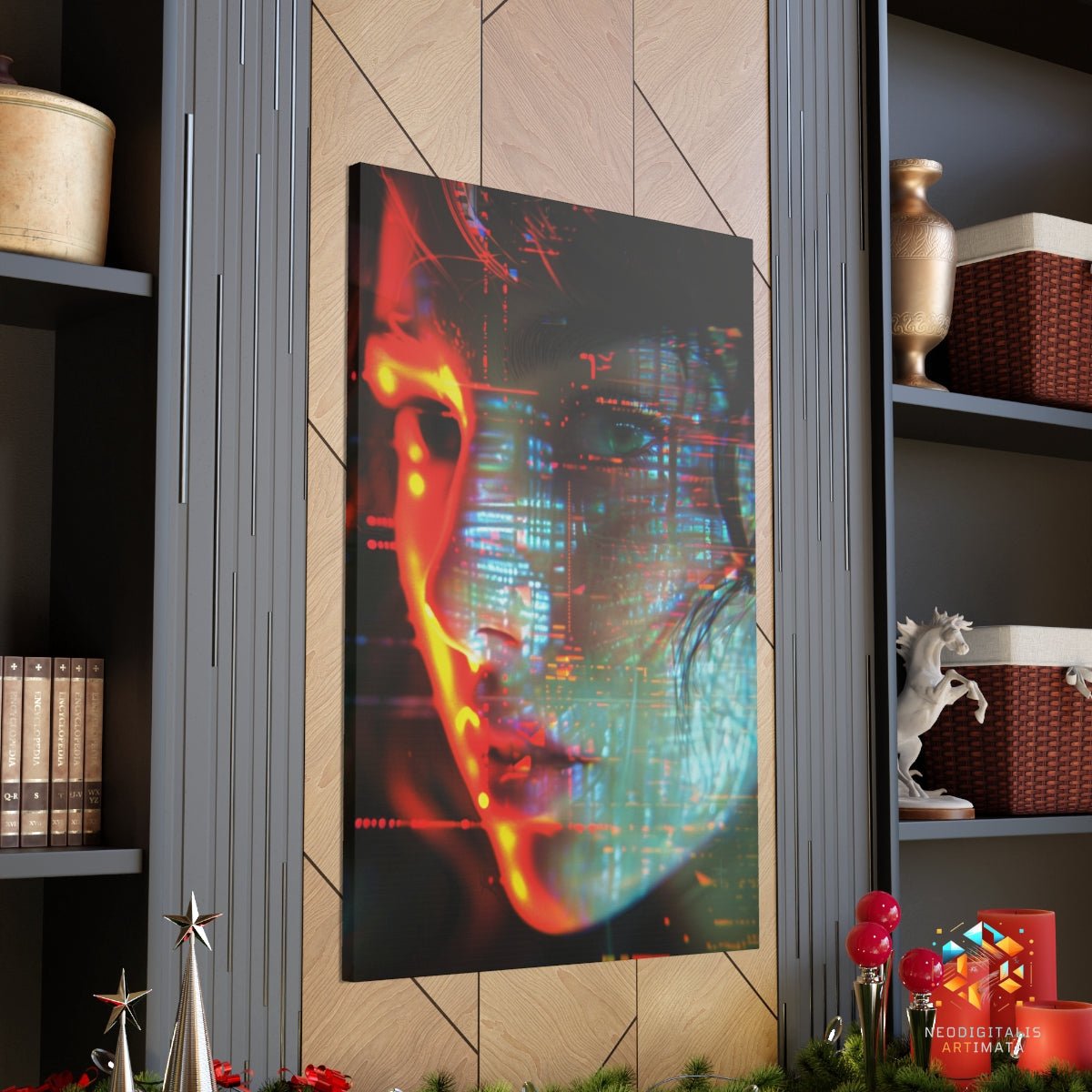 Neon Cipher Vision - Original Glitch Style Portrait Wall Art - NeoDIGITALis ARTimata