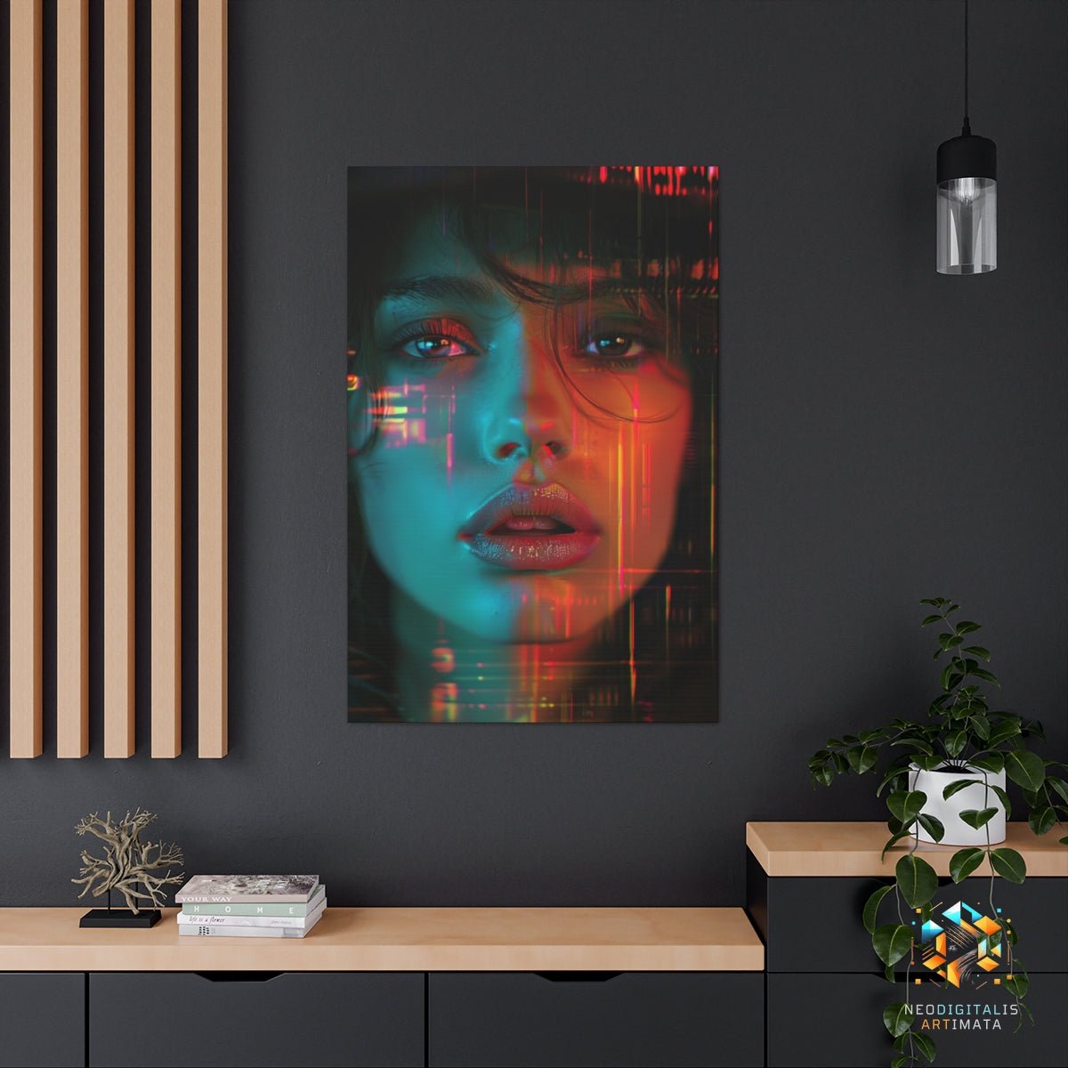 Neon Dream Streaks - Original Glitch Style Portrait Wall Art - NeoDIGITALis ARTimata