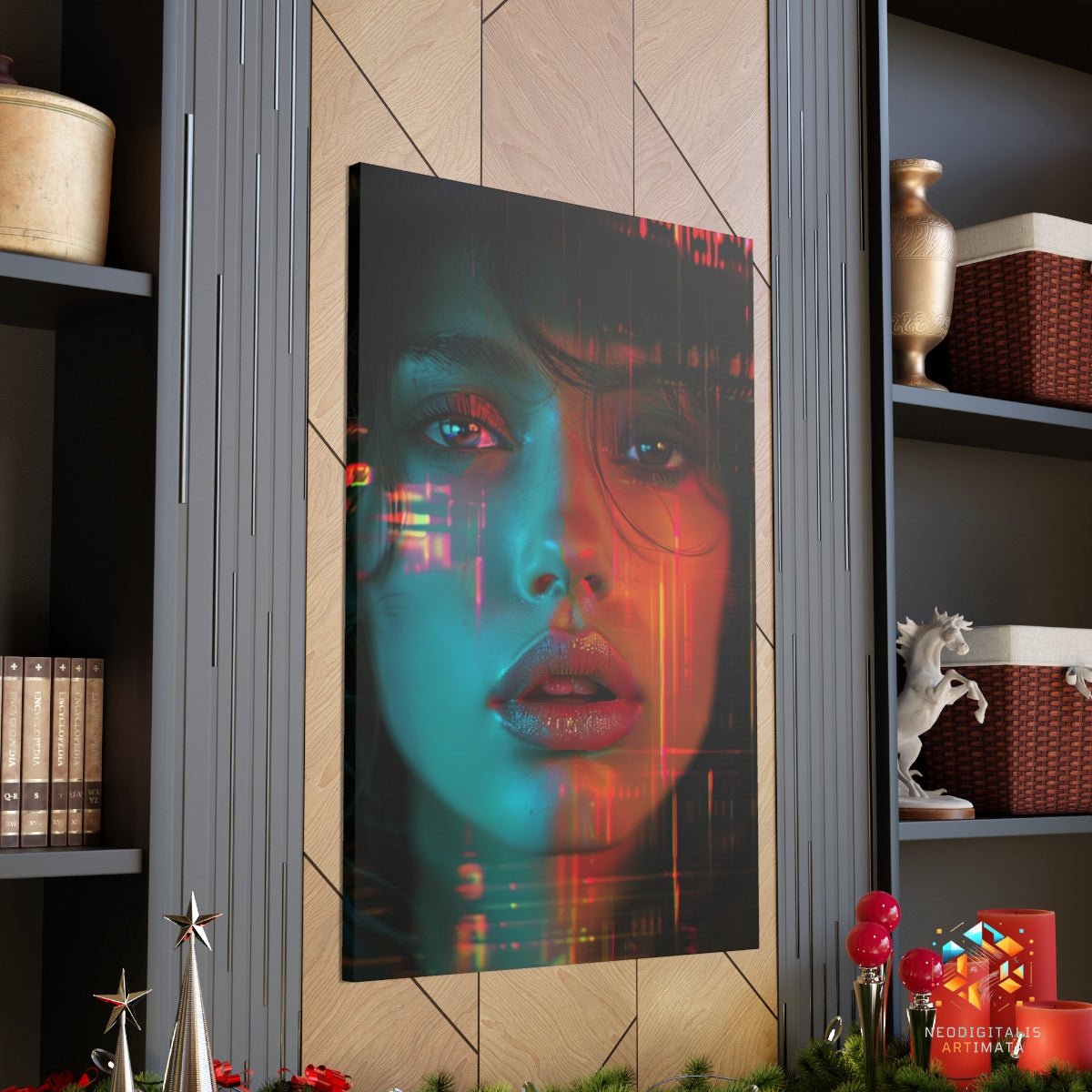 Neon Dream Streaks - Original Glitch Style Portrait Wall Art - NeoDIGITALis ARTimata