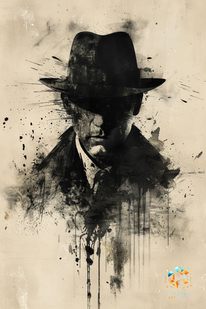 Noir Shadow Drama - Original Rorschach Ink_blots Style Portrait Wall Art - NeoDIGITALis ARTimata