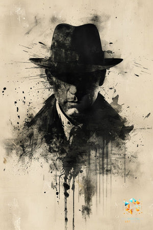 Noir Shadow Drama - Original Rorschach Ink_blots Style Portrait Wall Art