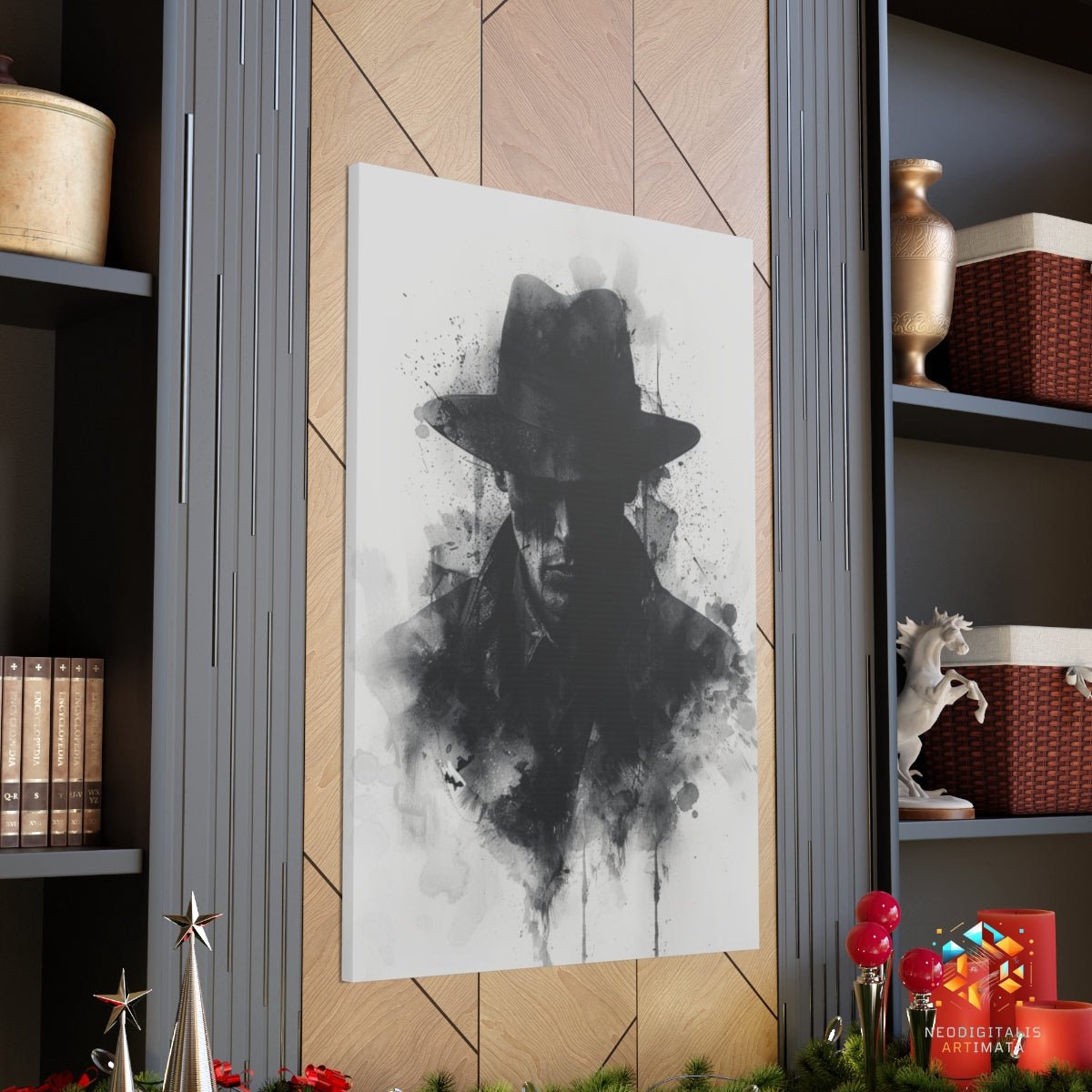 Noir Shadow Sleuth - Original Rorschach Ink_blots Style Portrait Wall Art - NeoDIGITALis ARTimata