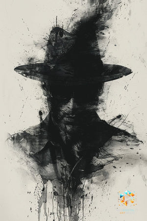 Noir Shadow Sleuth - Original Rorschach Ink_blots Style Portrait Wall Art