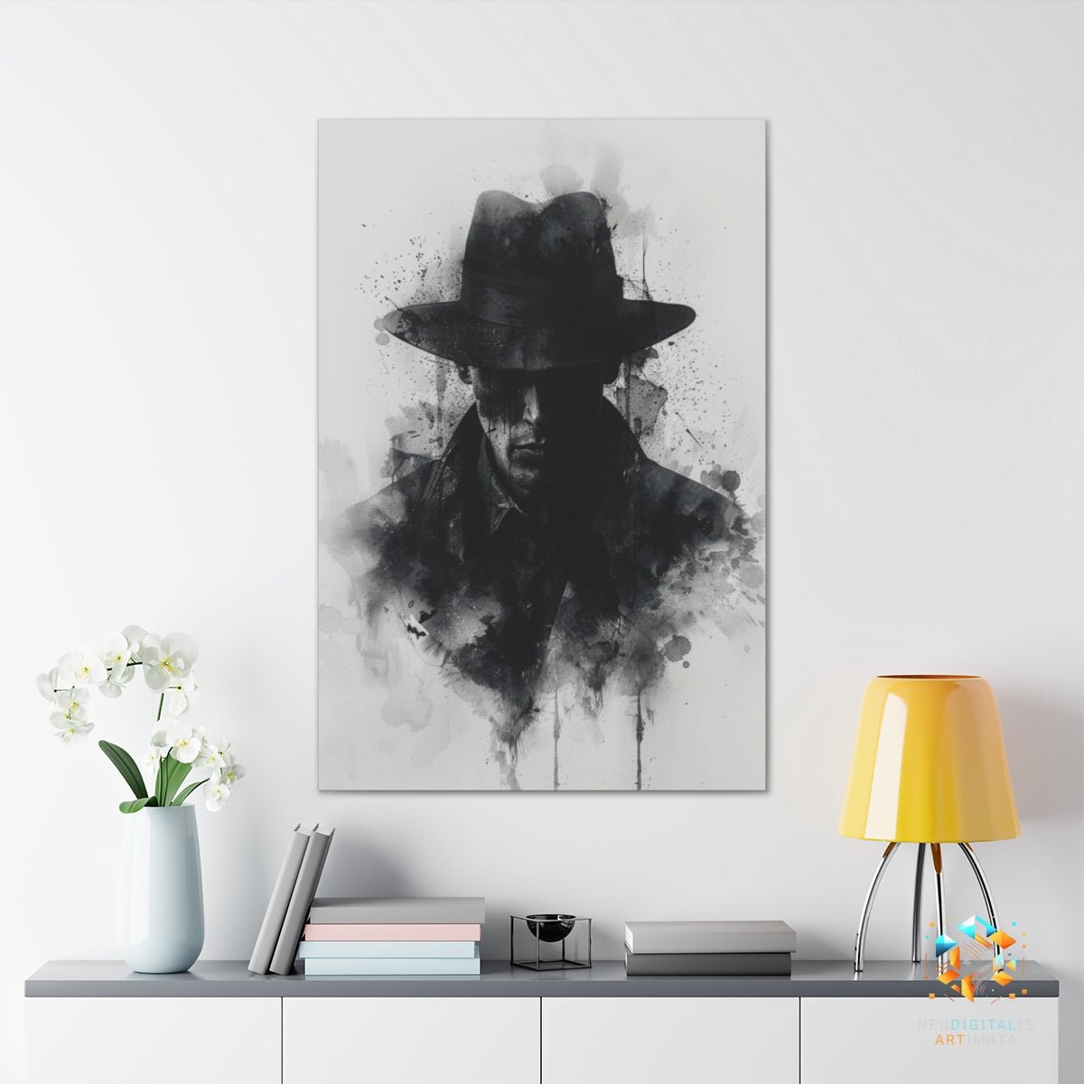 Noir Shadow Sleuth - Original Rorschach Ink_blots Style Portrait Wall Art - NeoDIGITALis ARTimata