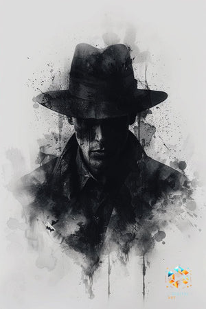 Noir Shadow Sleuth - Original Rorschach Ink_blots Style Portrait Wall Art