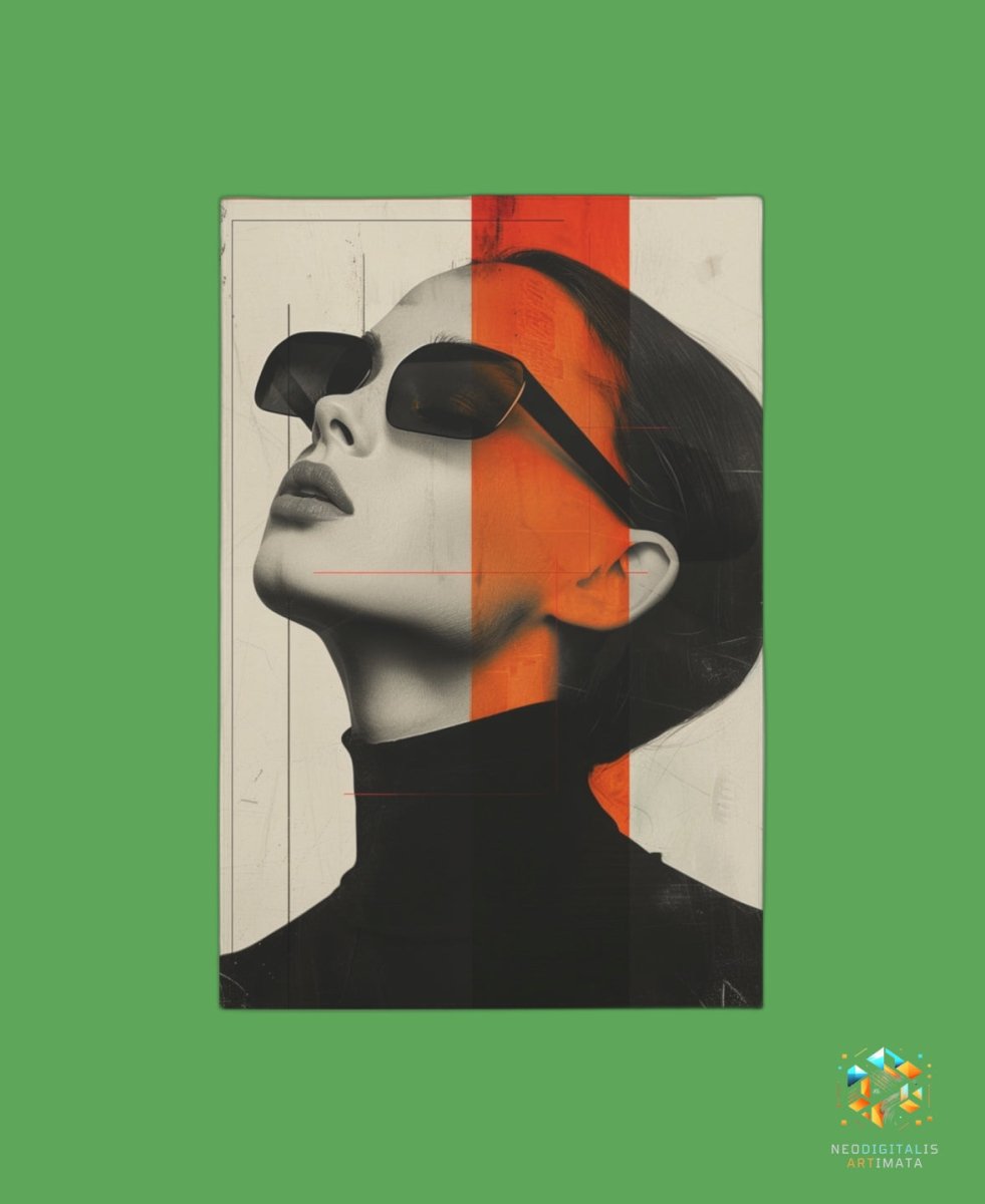 Orange Noir Elegance - Original Bauhaus Style Portrait Wall Art - NeoDIGITALis ARTimata