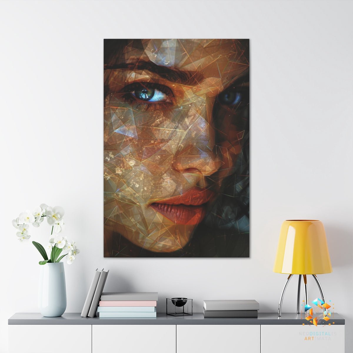 Prismatic Blue Glance - Original Low Poly Style Portrait Wall Art - NeoDIGITALis ARTimata