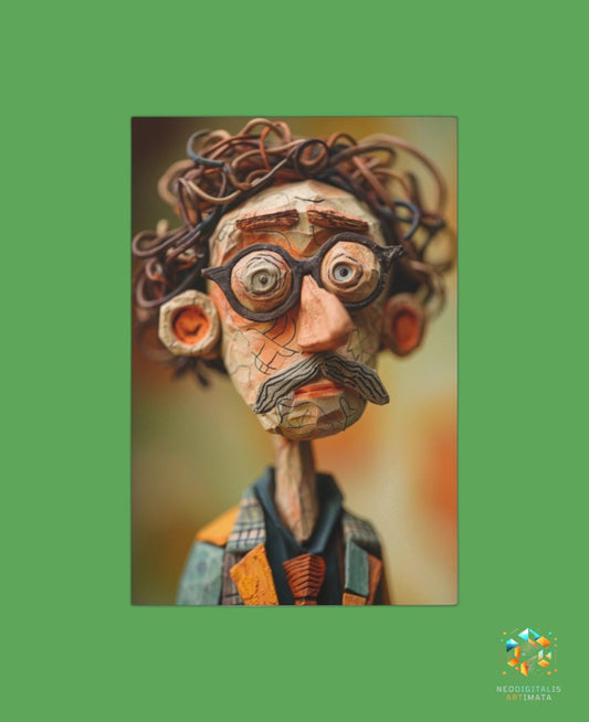 Quirky Scholar Portrait - Original Claymation Style Portrait Wall Art - NeoDIGITALis ARTimata