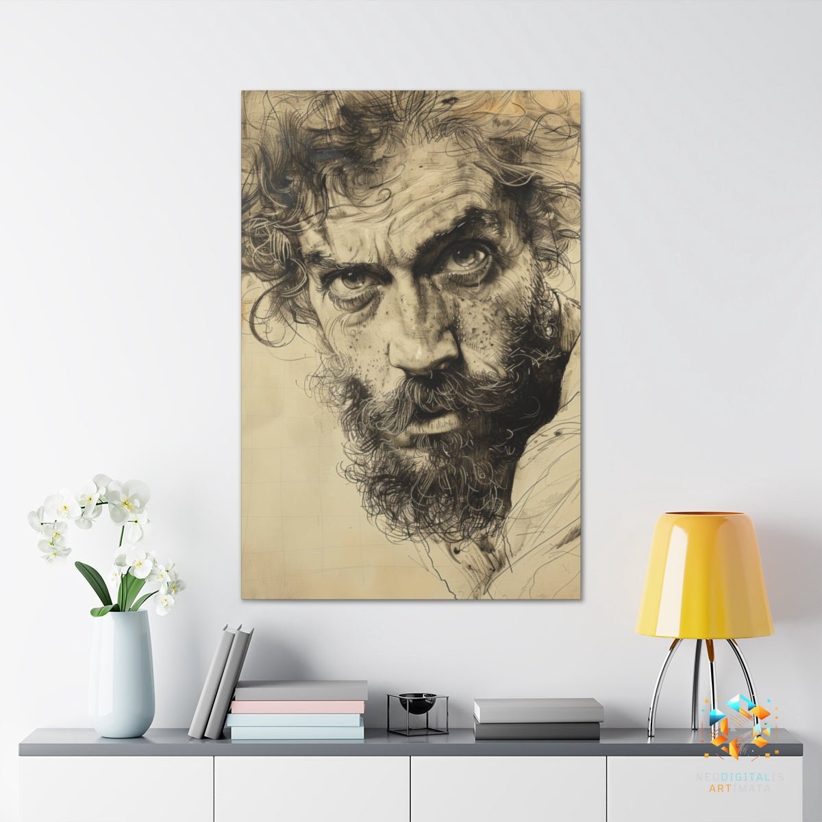 Rugged Sepia Stare - Original Etching Style Portrait Wall Art - NeoDIGITALis ARTimata