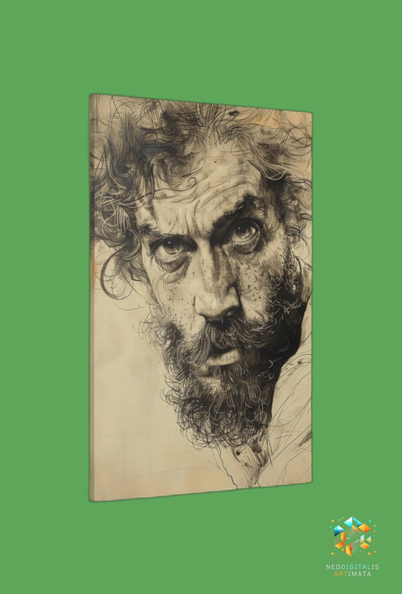 Rugged Sepia Stare - Original Etching Style Portrait Wall Art - NeoDIGITALis ARTimata