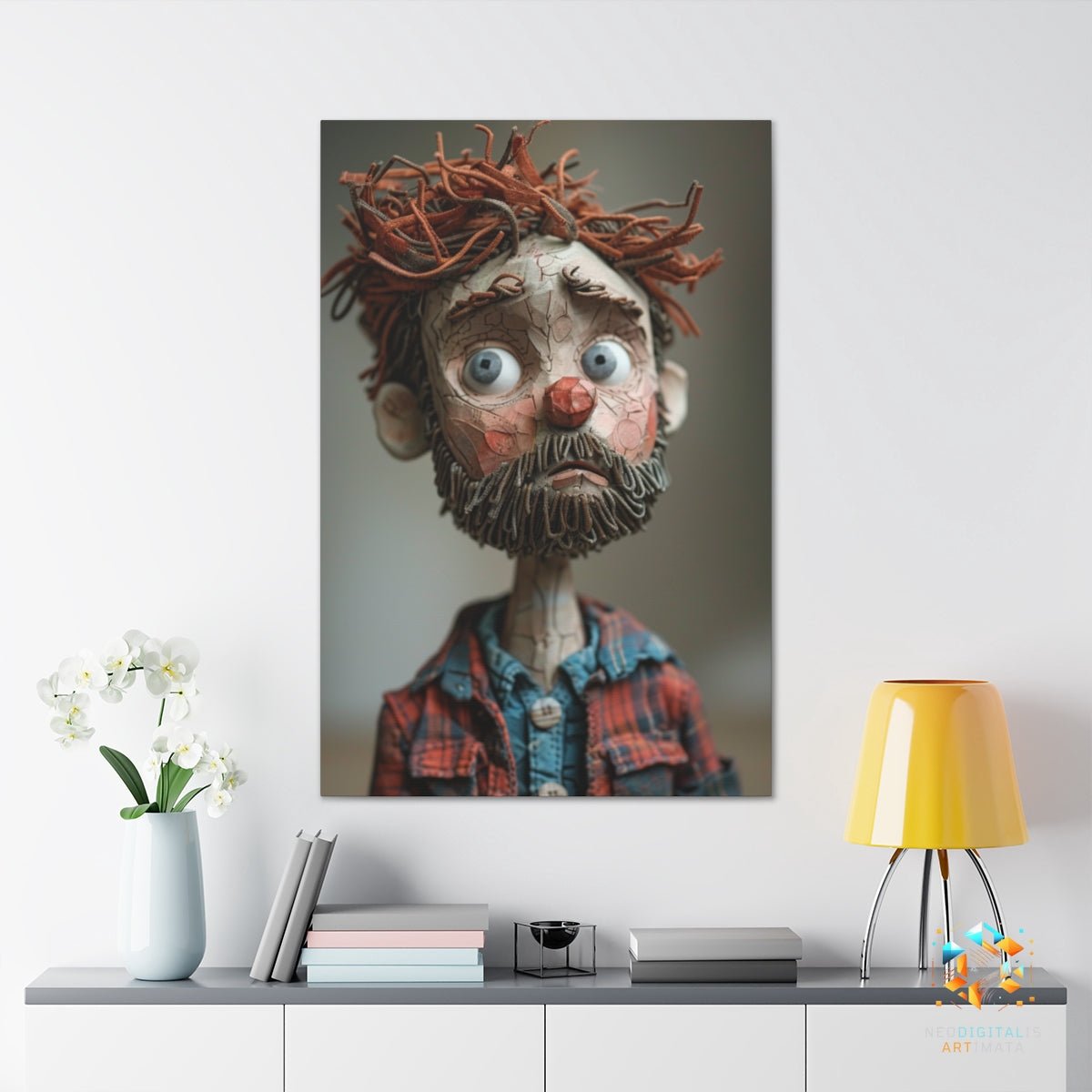 Rustic Whimsy Portrait - Original Claymation Style Portrait Wall Art - NeoDIGITALis ARTimata