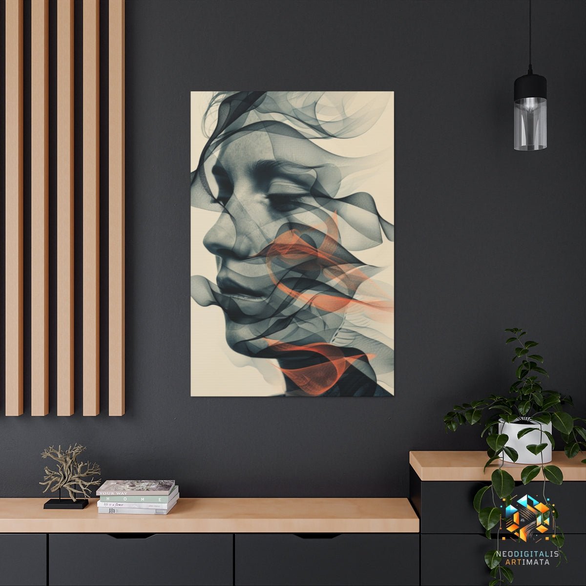 Serene Flow Artistry - Original Neumorphism Style Portrait Wall Art - NeoDIGITALis ARTimata