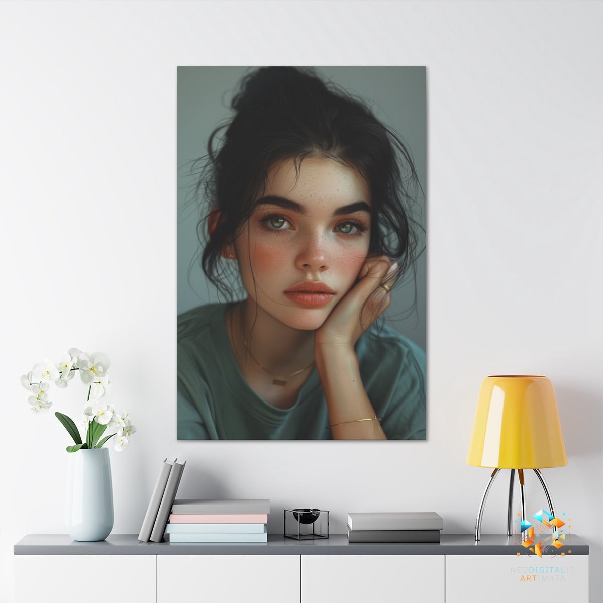 Serene Gaze Moments - Original Neumorphism Style Portrait Wall Art - NeoDIGITALis ARTimata