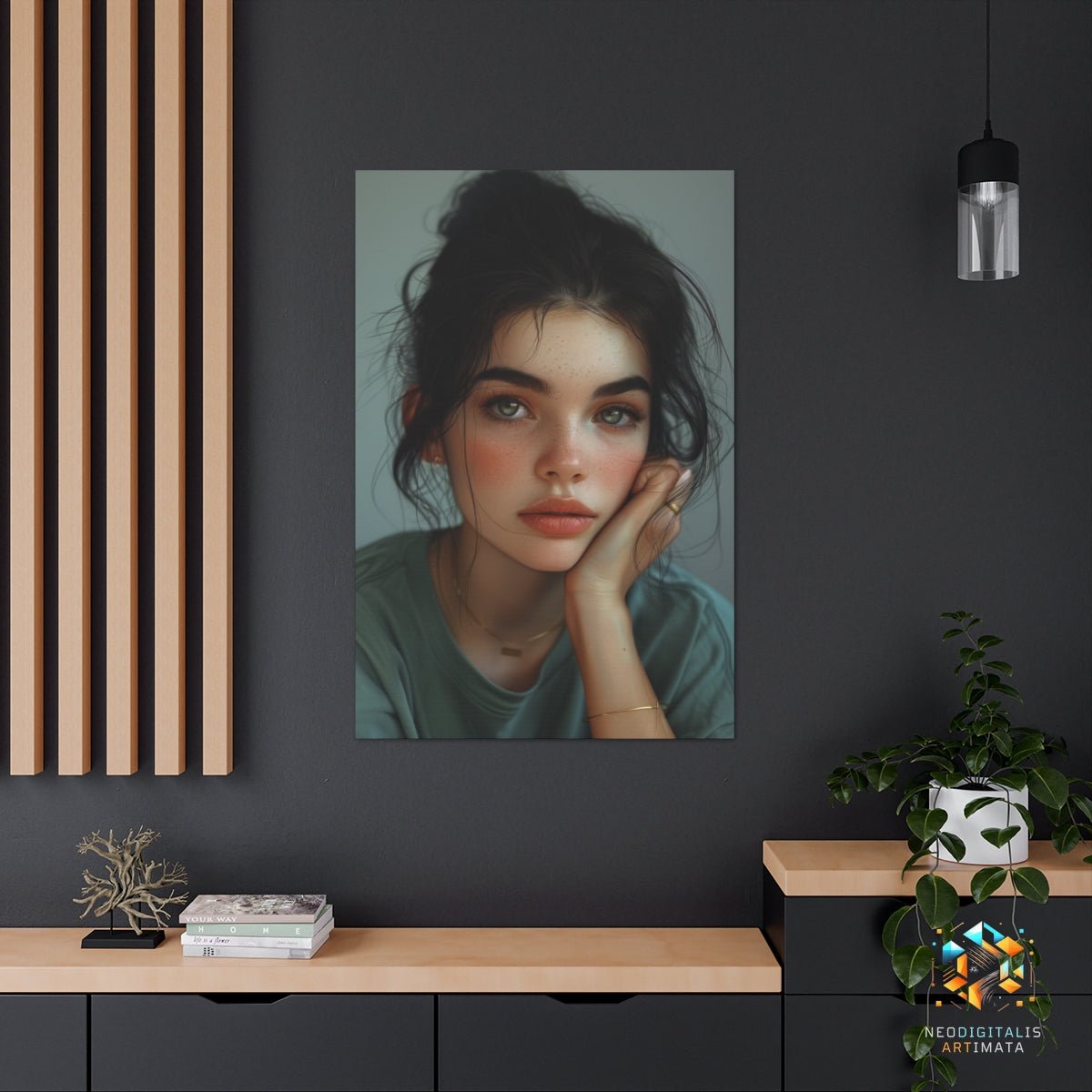 Serene Gaze Moments - Original Neumorphism Style Portrait Wall Art - NeoDIGITALis ARTimata